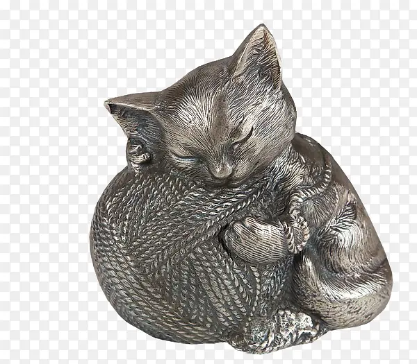 青铜小猫毛线球装饰品