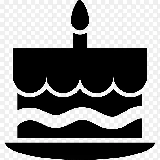生日蛋糕和一个燃烧的蜡烛上图标