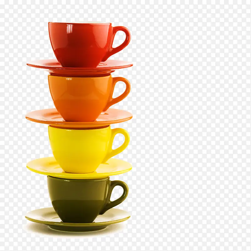 四个彩色咖啡杯