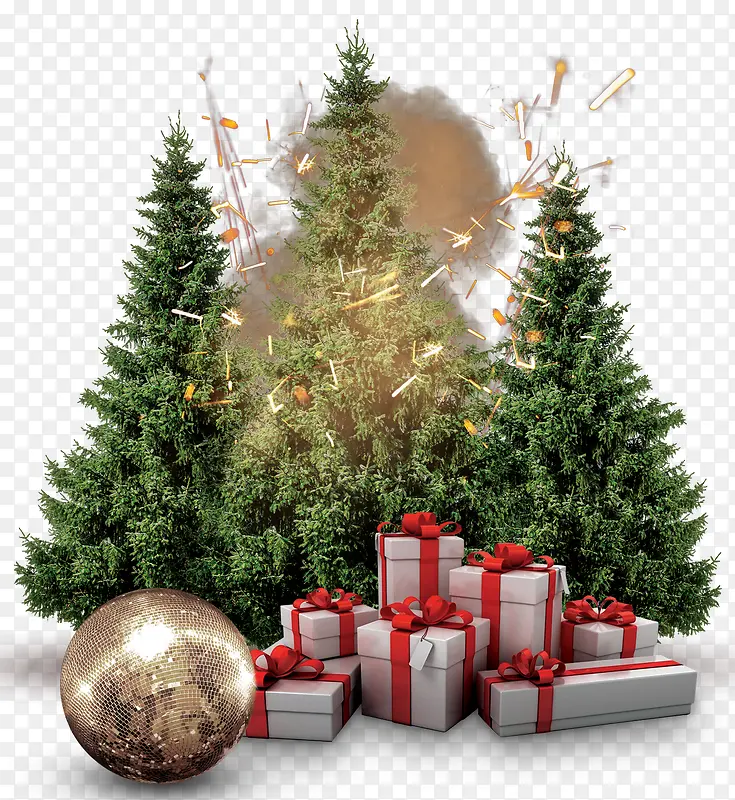 圣诞节装饰圣诞树礼物盒素材