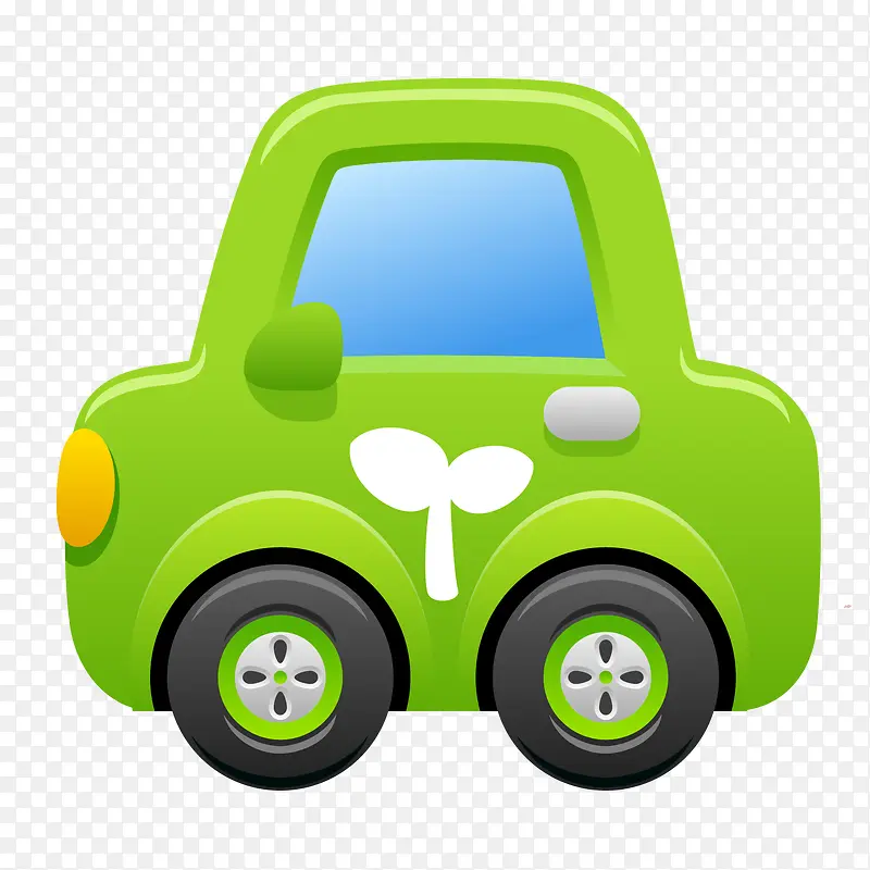 卡通绿色环保小轿车