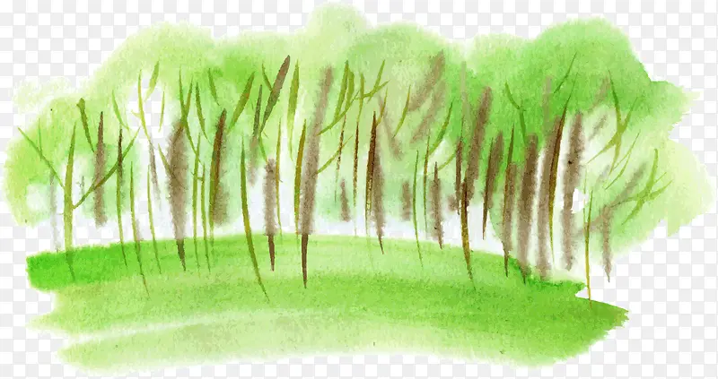 彩绘绿色卡通树木