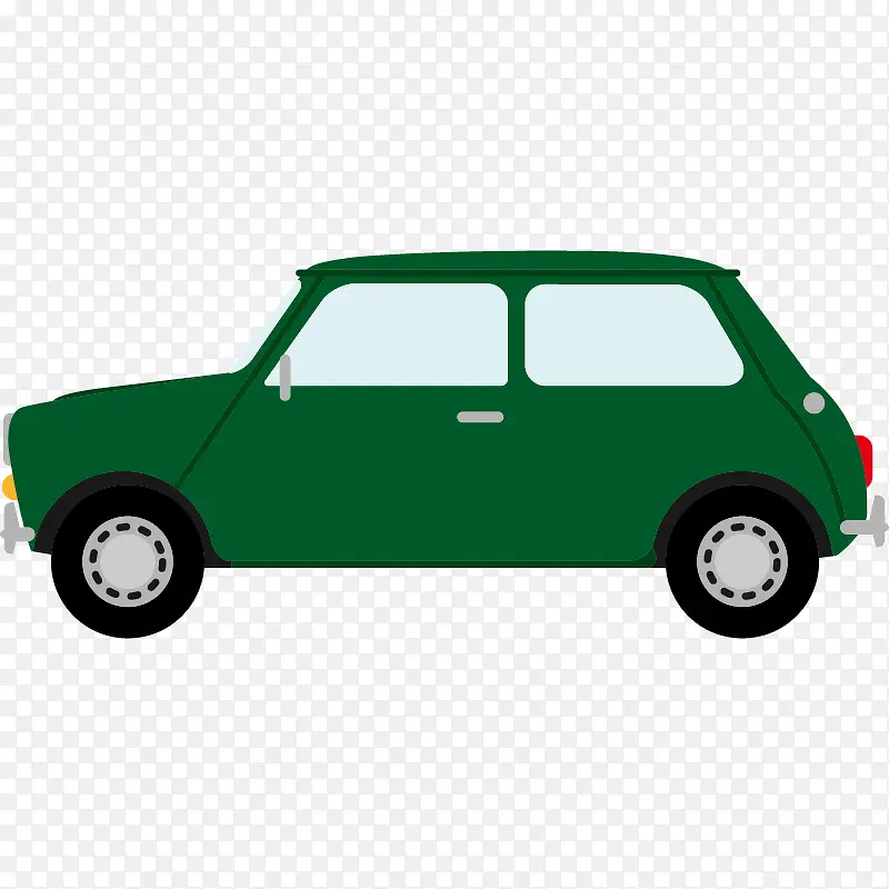 扁平化绿色小轿车