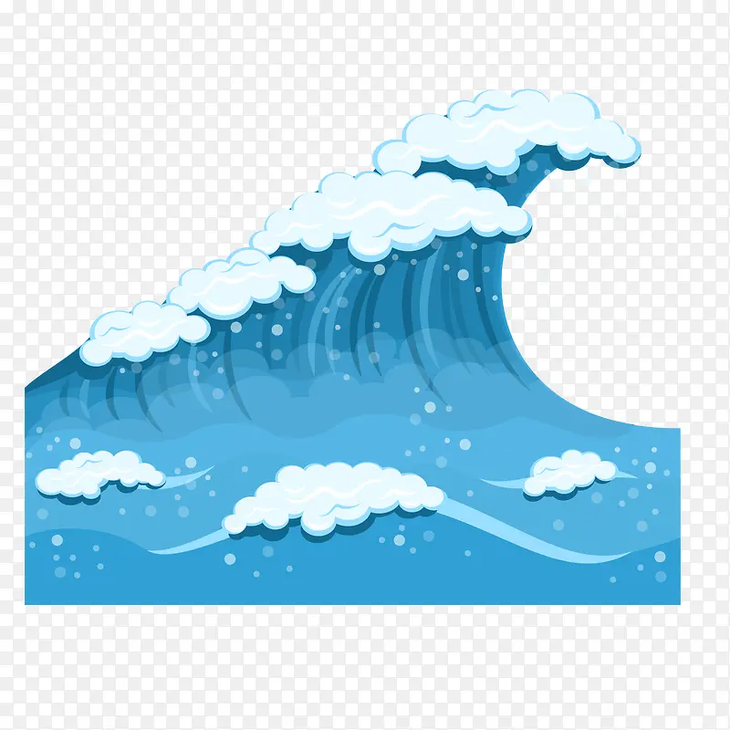 蓝色水花手绘海浪