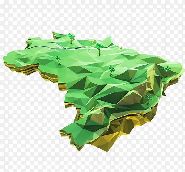 绿色立体多边形岛屿