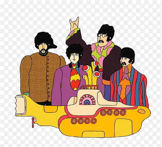 披头士乐队在黄色潜水艇上