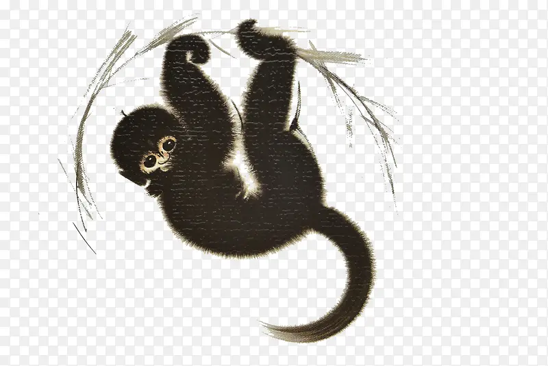 黑色艺术水墨猴子插画