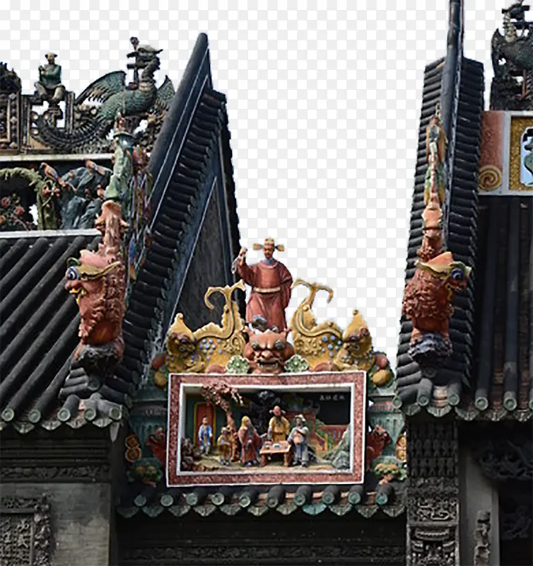 岭南文化屋顶雕塑