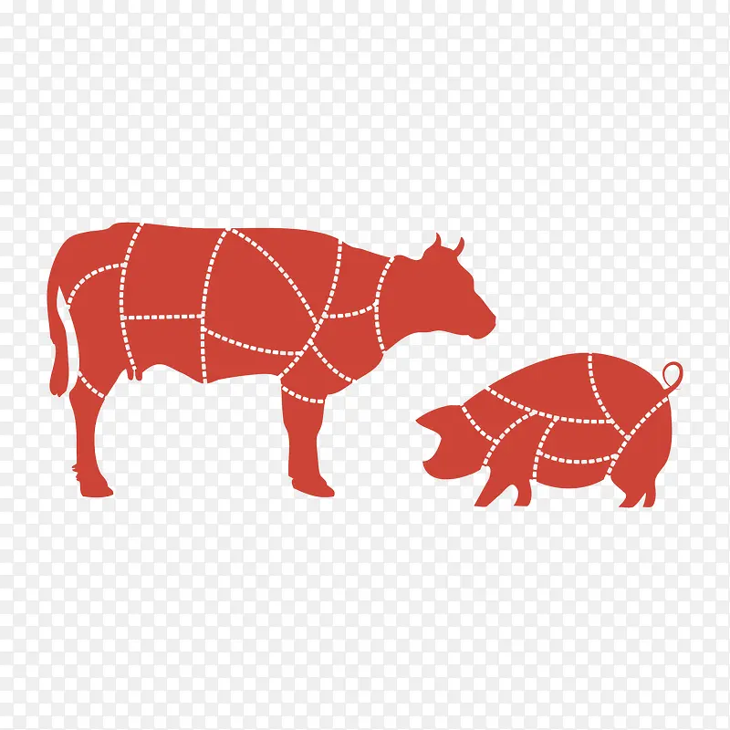 红色猪肉纹理质感元素