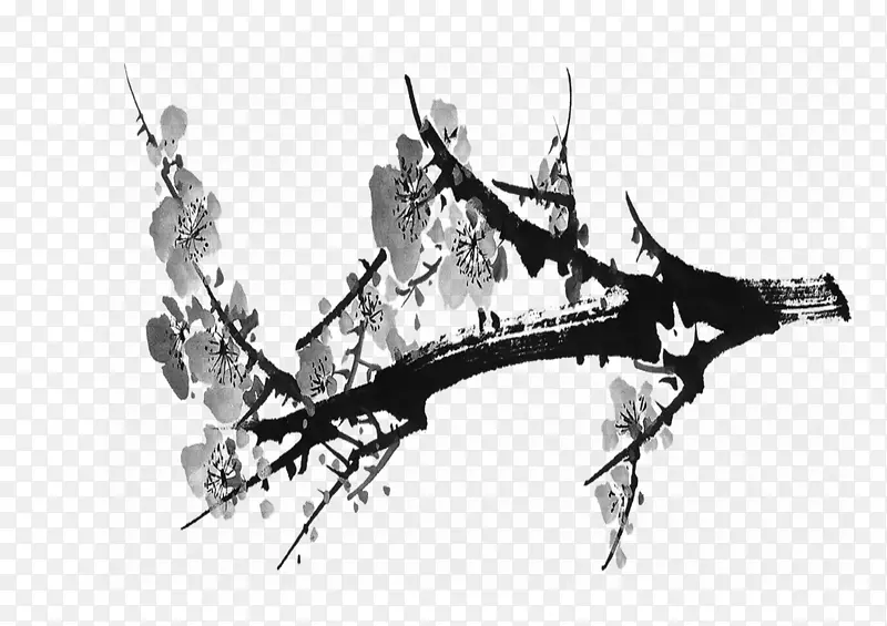 黑色水墨梅花装饰