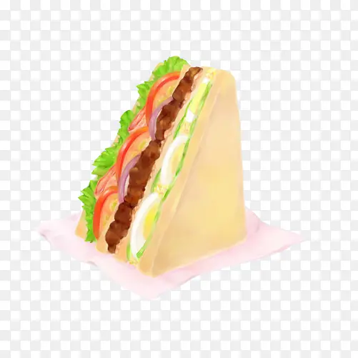 蔬菜三角面包手绘画素材图片