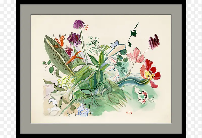 手绘装饰画素描 植物装饰画