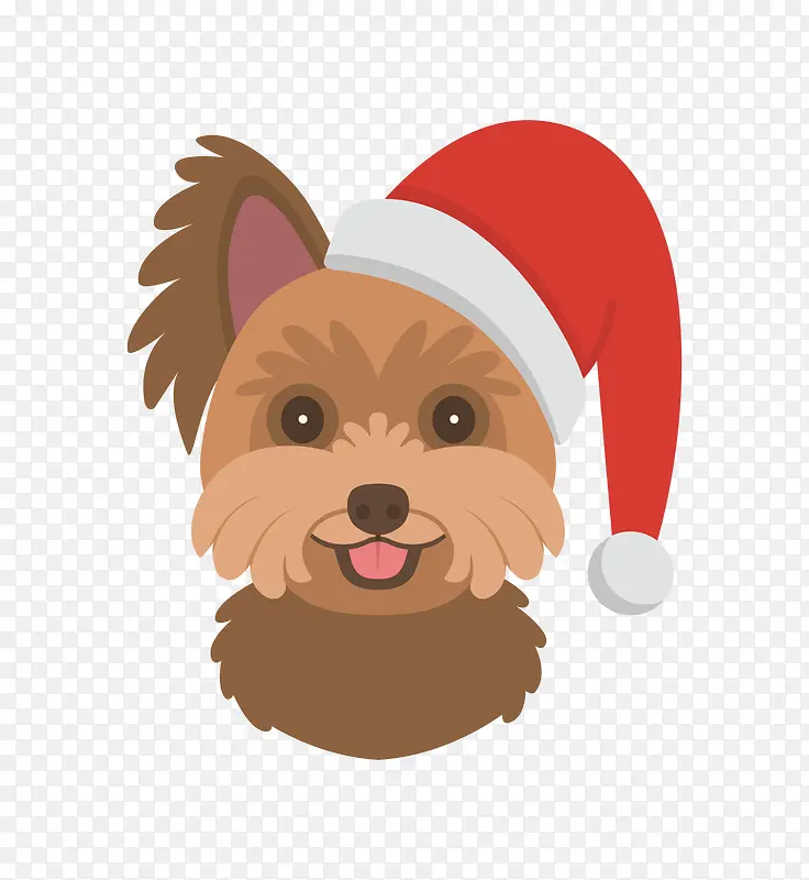 卡通手绘戴圣诞帽的小狗