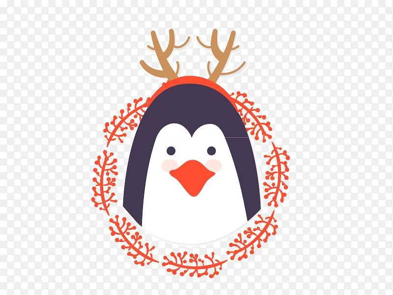 企鹅圣诞卡通矢量素材