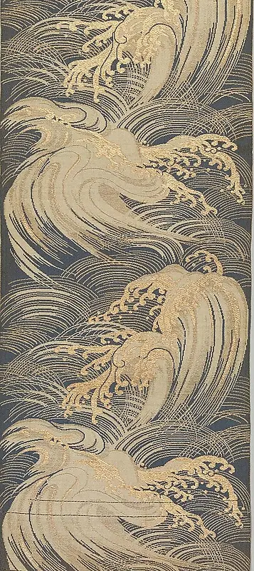 彩绘手绘河面浪花生动