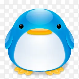 可爱的蓝色胖企鹅PNG图标