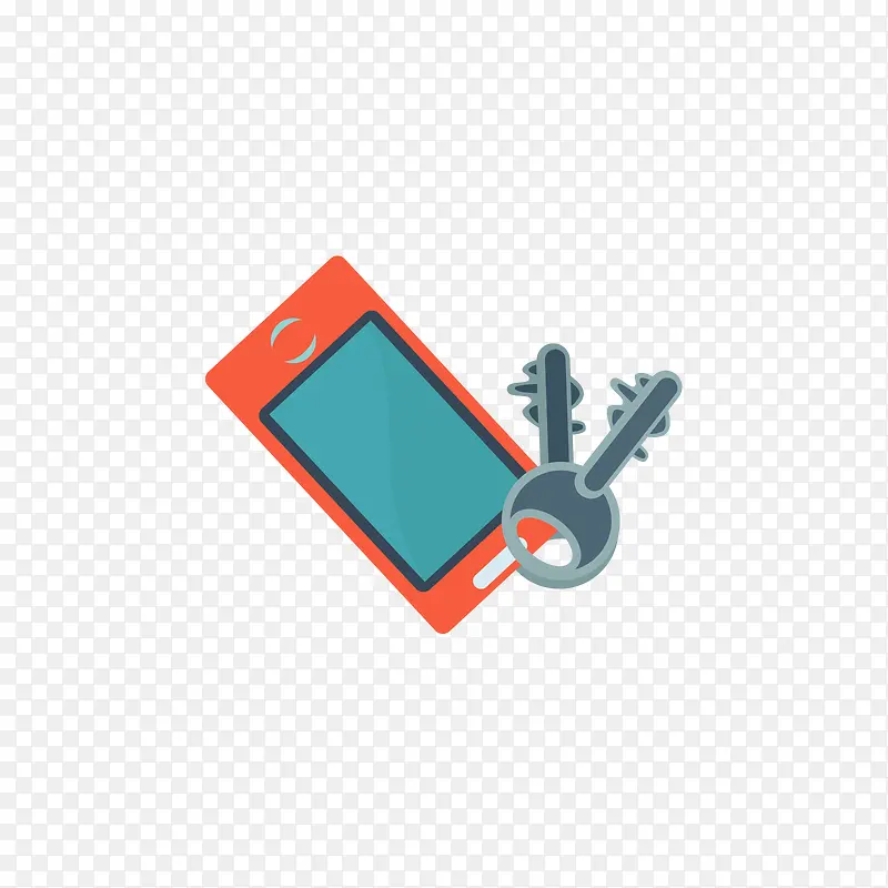 橙色手机和灰色钥匙