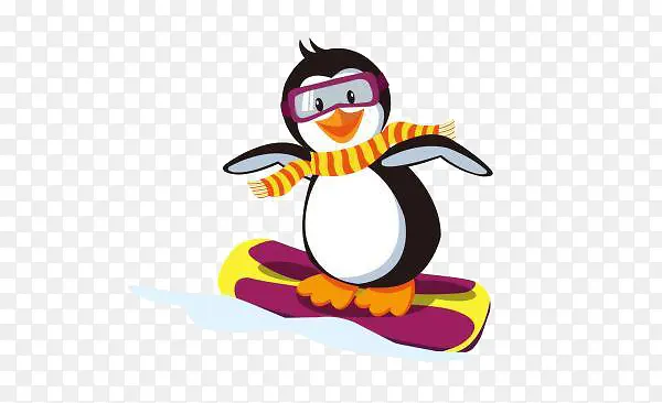 卡通滑雪企鹅