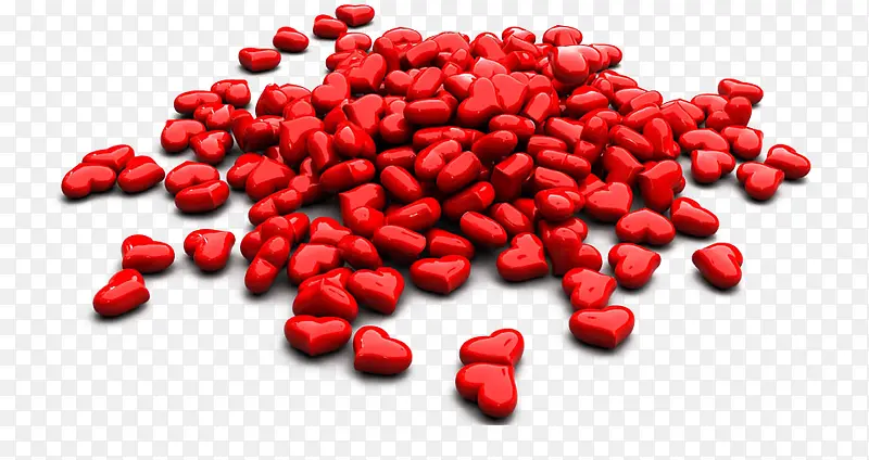 一堆红色的爱心药丸