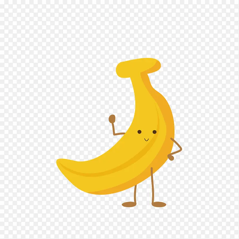 矢量手绘黄色可爱叉腰香蕉