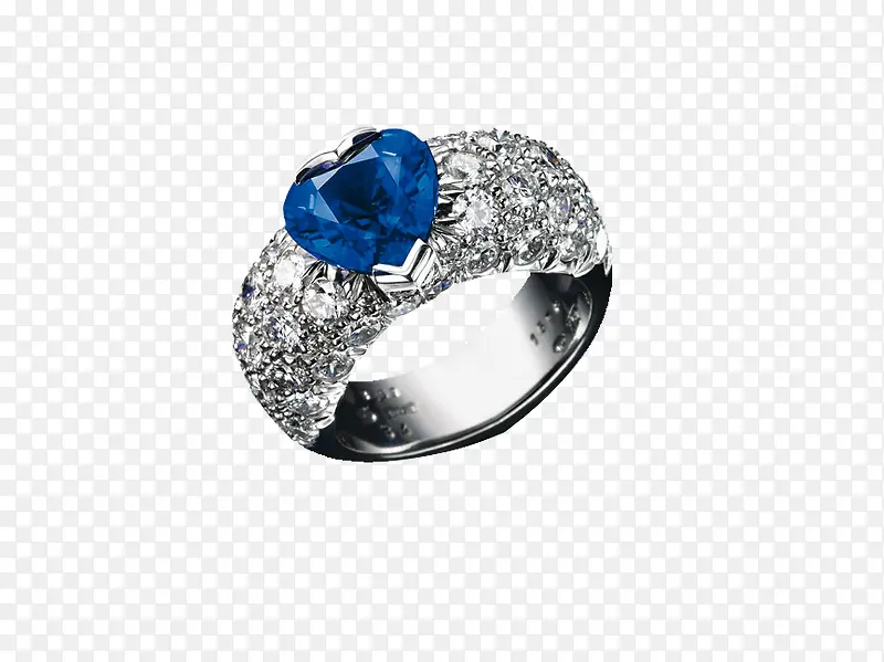 蓝色爱心宝石戒指