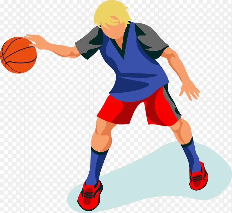 卡通打篮球健身运动员