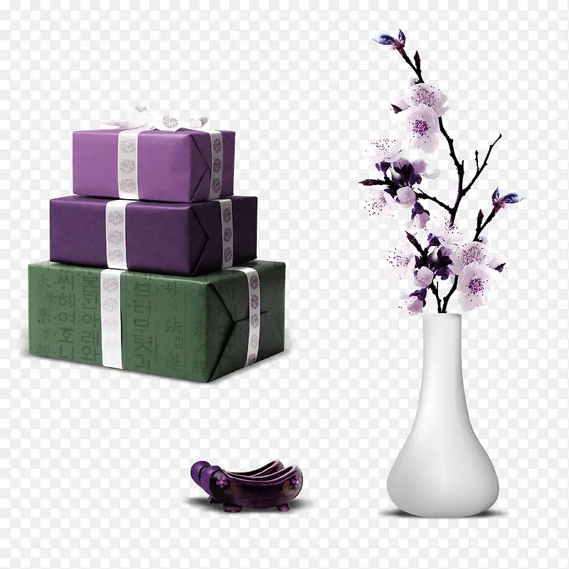 紫色简约花瓶礼物装饰图案