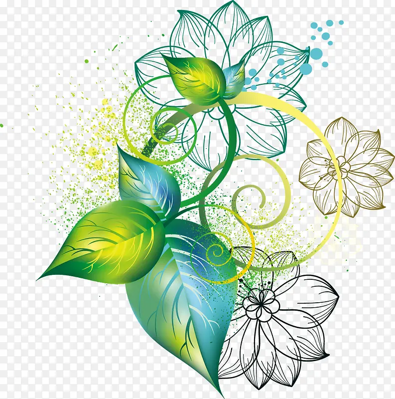 卡通手绘清新树叶花纹PNG图片素材下载_图片编号qmbjoxoy-免抠素材网