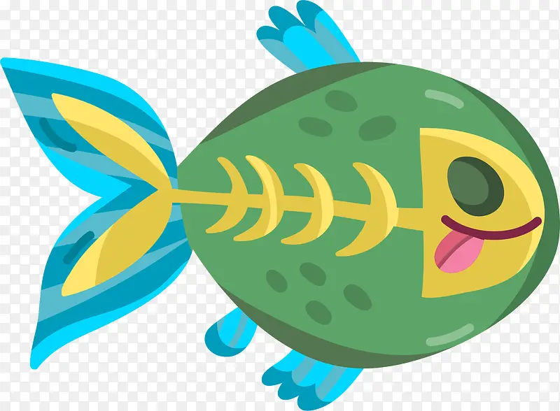 卡通可爱绿色小鱼动物贴纸