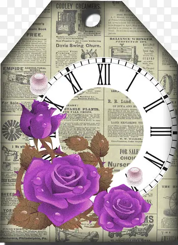 紫牡丹图案报刊底纹标签