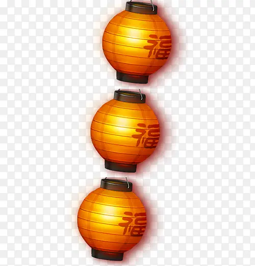 金色漂浮福字灯笼