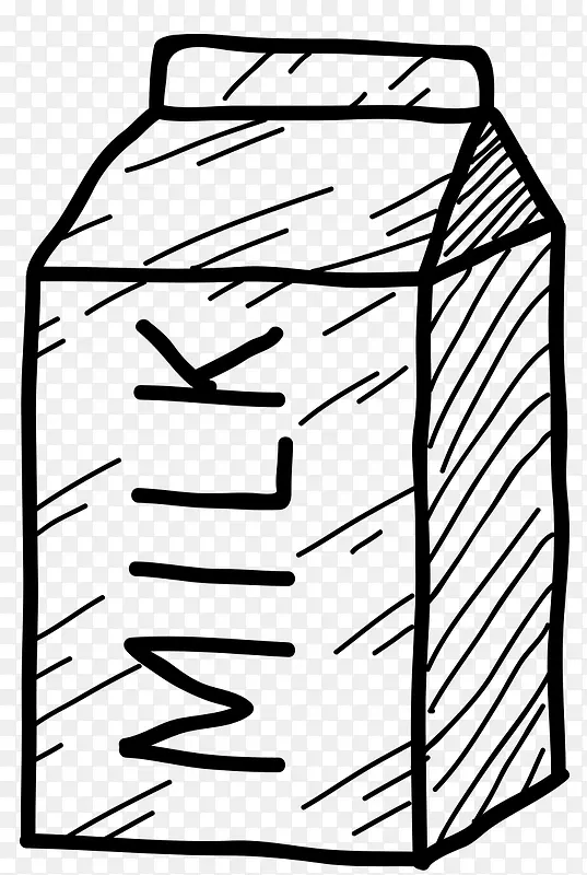 手绘可爱卡通轮廓画牛奶罐