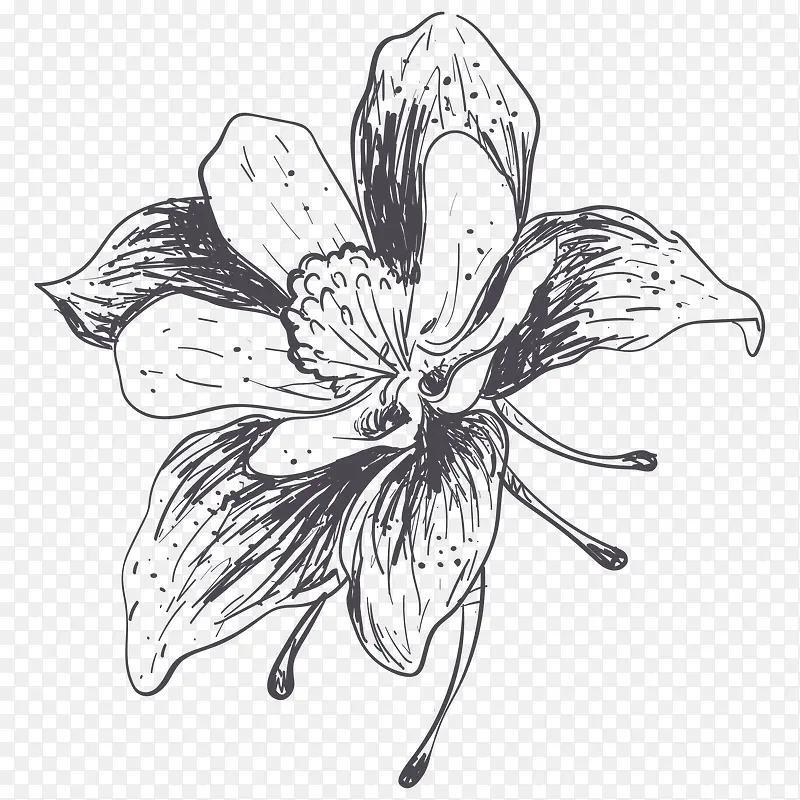 卡通手绘黑色的花朵