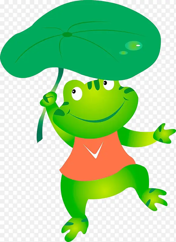青蛙用荷叶打伞