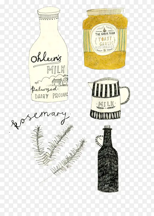 手绘复古饮料标签