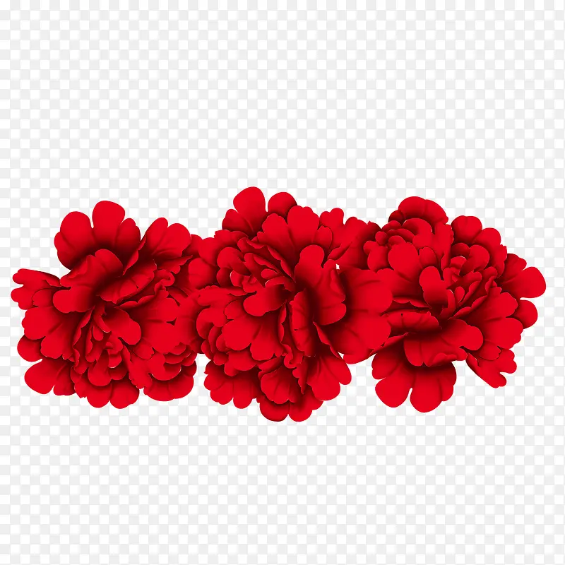 手绘美丽大红色牡丹花朵