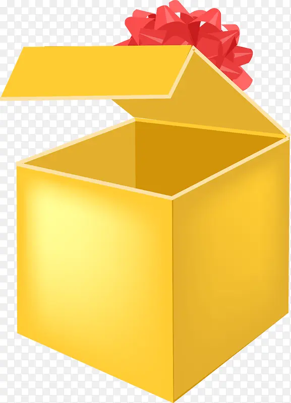 打开的黄色礼物盒子图
