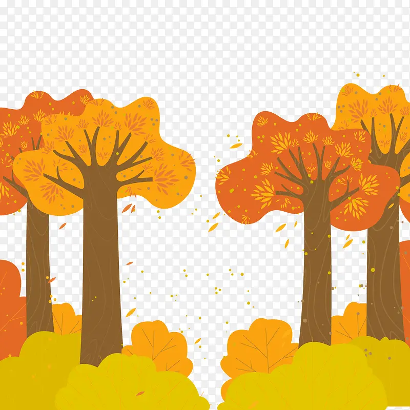 复古秋季树林风景矢量图