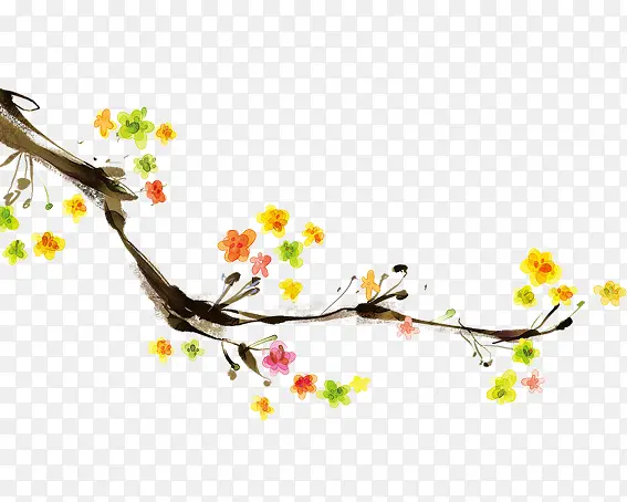 水墨彩色的花