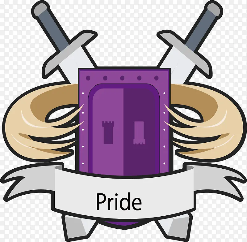 紫色盾牌徽章标签