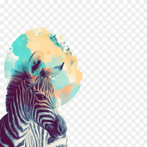 斑马水彩头像素材图片