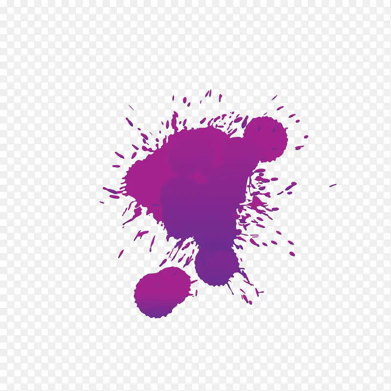 矢量紫色喷溅水墨