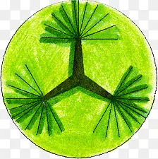 绿色松树手绘角度平面