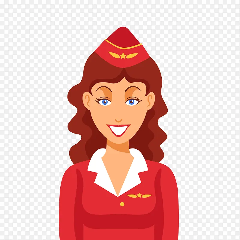 红色服装的空姐人物设计