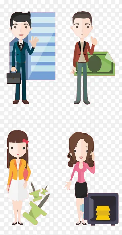 4个扁平化人物矢量
