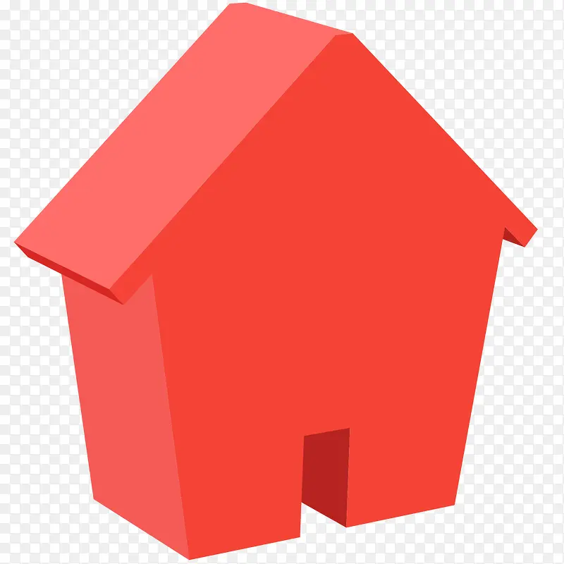 红色立体房屋元素