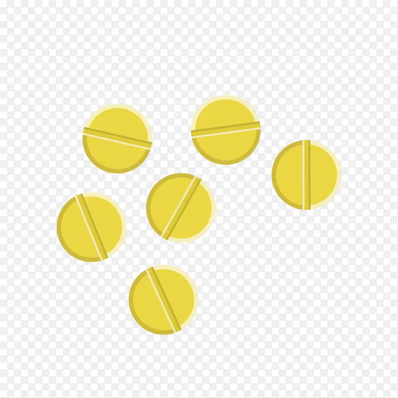 黄色圆形散布的药片