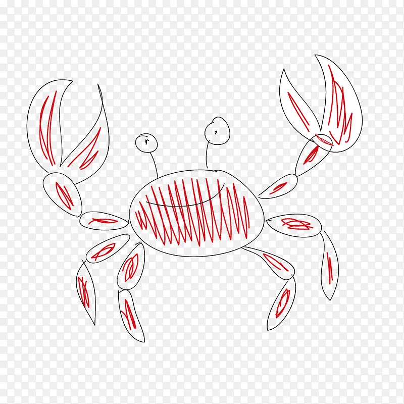 矢量手绘红色螃蟹