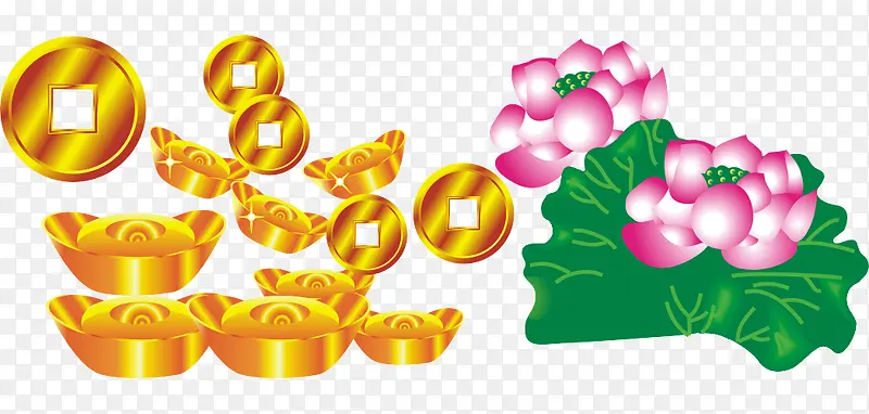 卡通荷花元宝