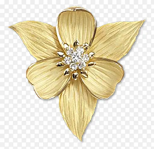 金色花朵钻石胸针